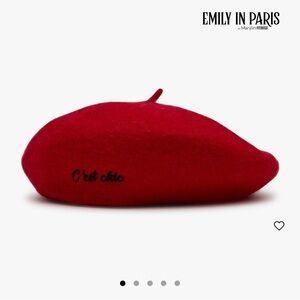 DIFF Emily in Paris Red Beret with Black Trim